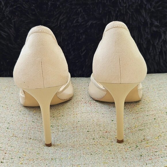 J LO Jennifer Lopez Women Heel sandal Pump Beige Textile Upper Shoe Size 8.5M - Picture 6 of 12